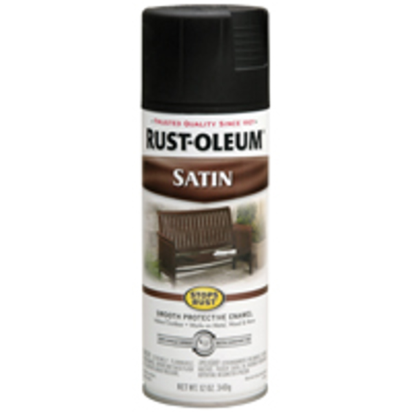Rust-Oleum 7777830 Low Satin Spray Paint 12 Oz Black Rust Preventative