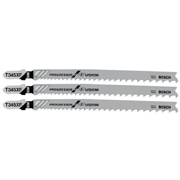 BOSCH T345XF3 Jigsaw Blade 4-1/2 In 5 Piece 8-12 TPI Progressor for Wood T-Shank