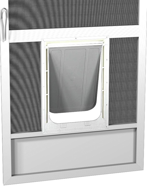 CSI ASDA100PET3068IS White Screen Door 3/0 X 6/8 With Medium Pet Door Interior Side Door