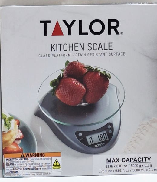 Taylor Precision Products 3831S Digital Kitchen Scale 6.6 Lb Capacity LCD Lithium Battery