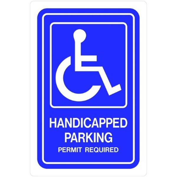 Hillman Group 843294 Handicapped Parking Sign 12x18 White and Blue
