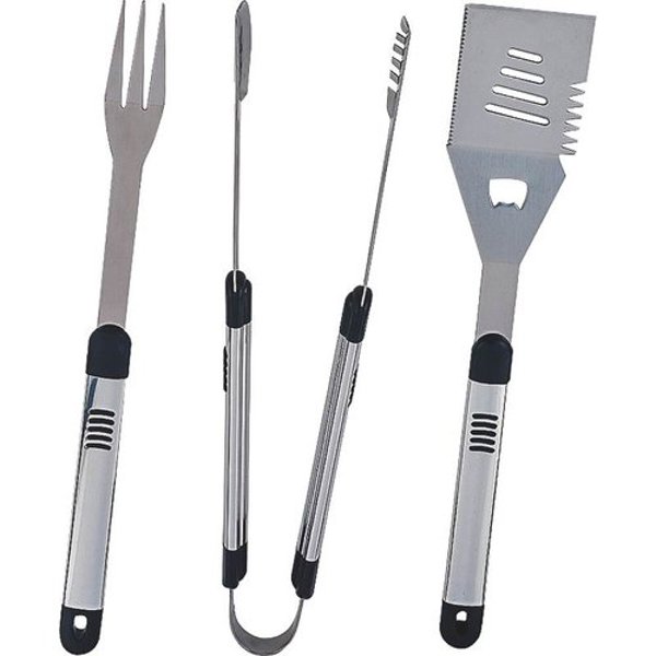Mintcraft SHE94031L-B Barbecue Tools Set 3 Piece Stainless Steel with Handles and Hangers
