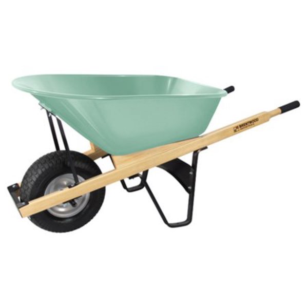 Brentwood Industries ACWB20186 Wheelbarrow 6 Cu Ft Steel Moss Green 6 In Wide Tire Complete Kit