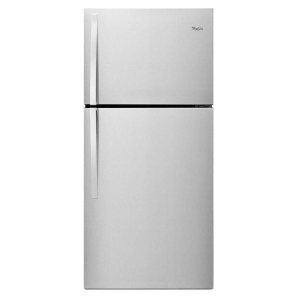 Whirlpool WRT519SZDM Top Mount Refrigerator 19 Cu Ft Capacity LED Lighting Smooth Contour Door EZ Ice