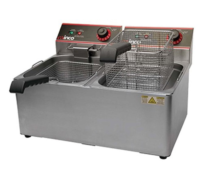 Winco EFT-32 Countertop Deep Fryer 16 L Capacity Twin Well 16 Lbs/Well