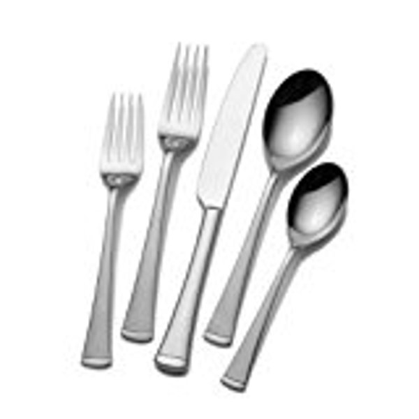 Lifetime Brands 5120788 Flatware Set 20 Piece Silver Stainless Steel Gourmet Basics Contempo
