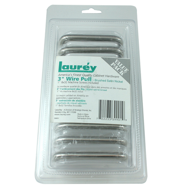 Laurey 39901 3 Wire Pull Satin Nickel Cabinet Pull
