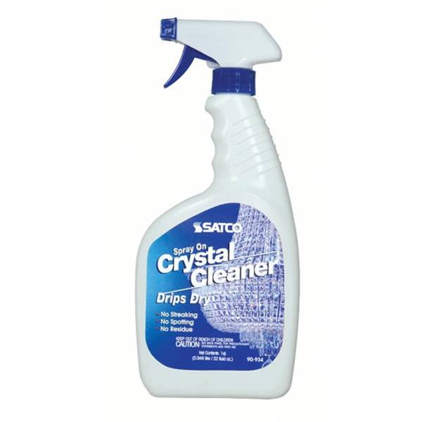 Satco 90-934 Crystal Cleaner 32 Oz Spray On for Chandeliers Bulb Changers Cages Poles Drips Dry