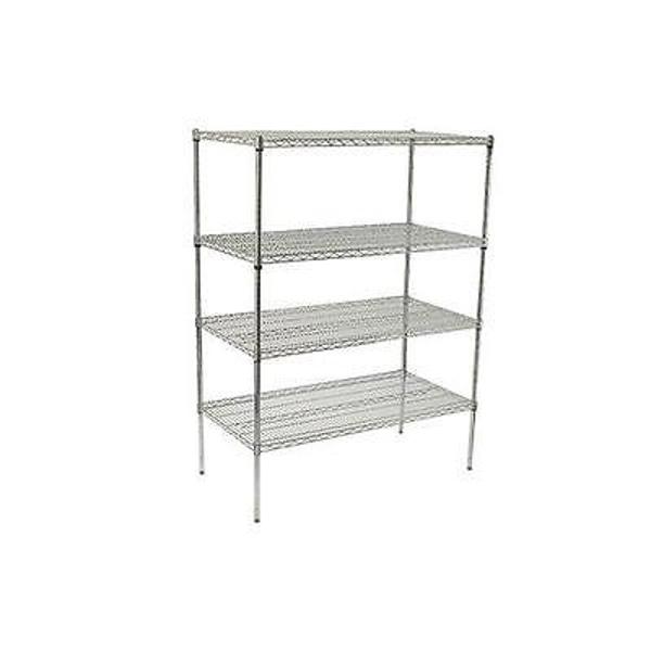 Winco VCS-2448 Wire Shelving 4-Tier Set 24 In X 48 In X 72 In Chrome