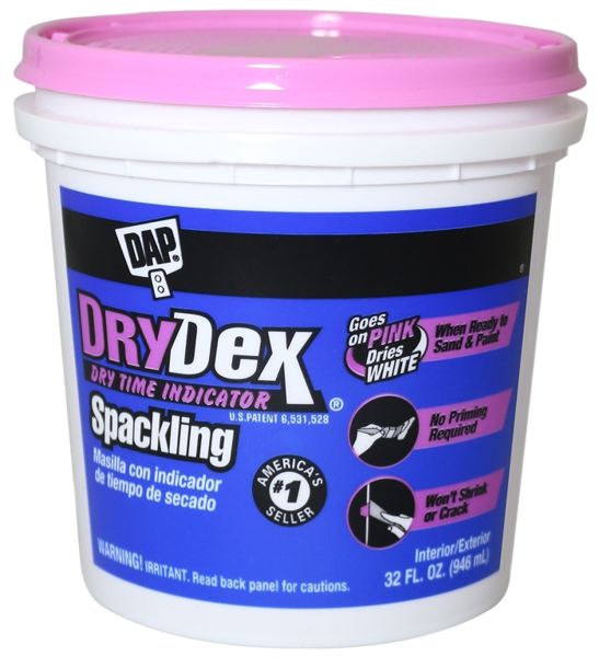 DAP INC 12330 Spackling Compound 1 Qt Tub White Slight Acrylic Paste Ready To Use