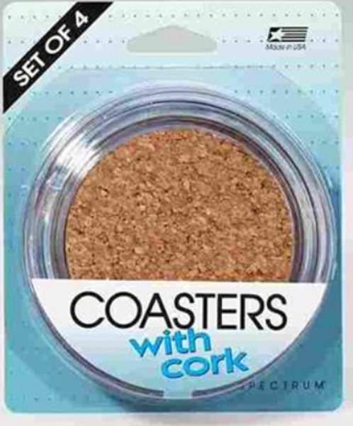 Spectrum 19850 Coasters With Cork 4 Pack Clear
