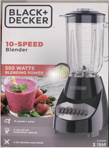Applica Consumer Products BL2010BG Blender 5 Cup Capacity 10 Speed Glass Bowl Black