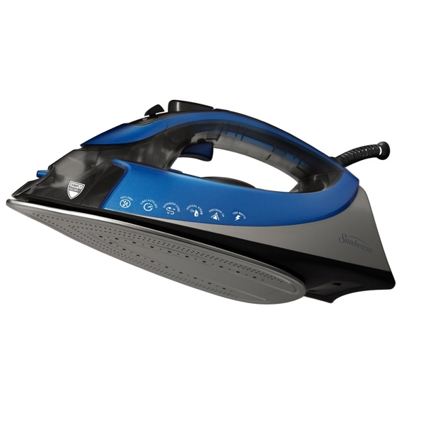 Sunbeam GCSBCS200 Steam Iron 1200 Watt Silver and Blue Nonstick Soleplate