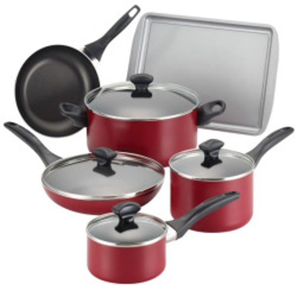 Farberware 21807 Cookware Set 15 Piece Red Dishwasher Safe