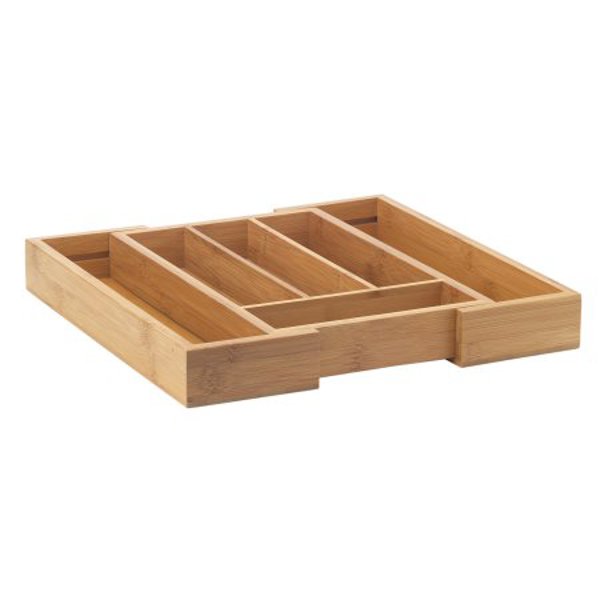 Harold Import Co 97085 Bamboo Expandable Organizer Tray 14x9.25 In Closed Expands to 14 In Wide