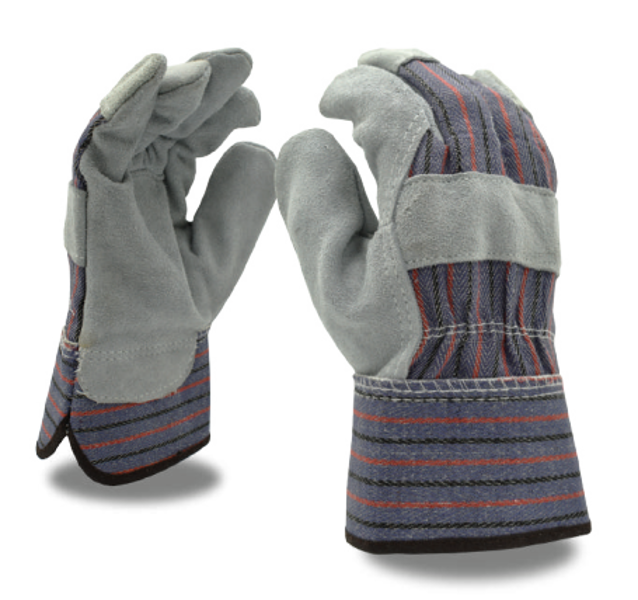 Cordova Gloves 72201 Split Leather Palm Gloves Rubberized Cuff Gray