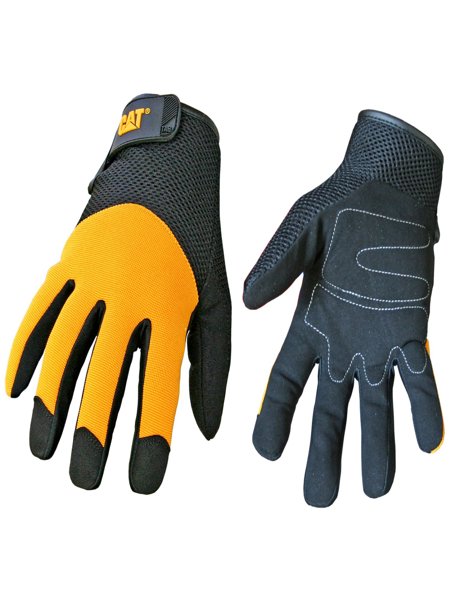 BOSS MFG CO CAT012215M Work Gloves Medium Black Yellow Palm with Adjustable Wrist Hi Dexterity