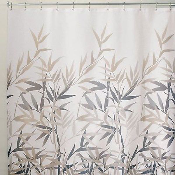 InterDesign 36522 Shower Curtain Anzu 72x72 Black Tan Fabric Water Resistant