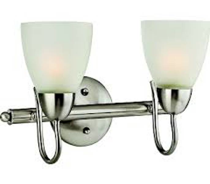 Boston Harbor 9903089 Dimmable 2 Light Vanity Light Brushed Nickel 2 60/13W Medium A19 CFL Lamp Frosted