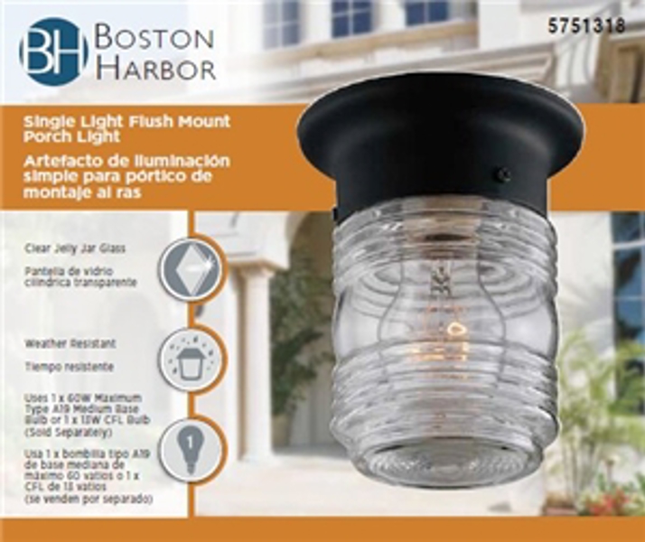 Boston Harbor 5751318 Porch Light Jar Black Jelly Black