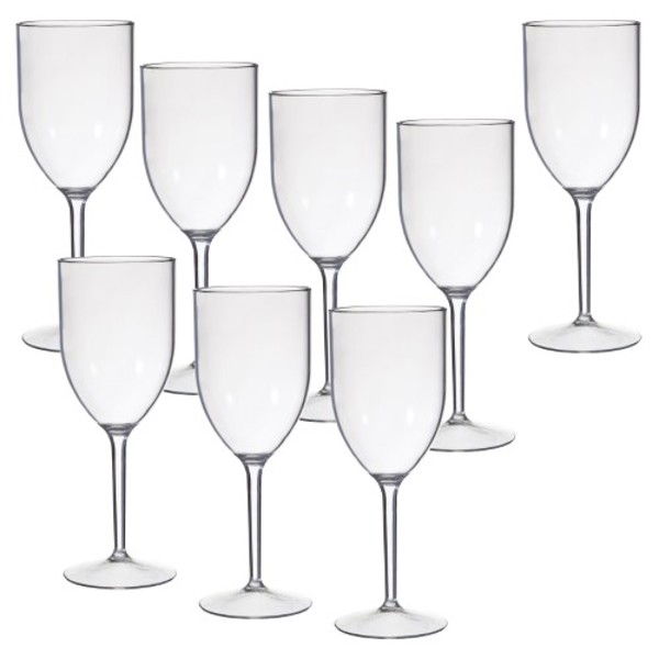 The Cube STM23CLR Wine Glass Set 8 Pack Clear Polycarbonate Durable Lightweight