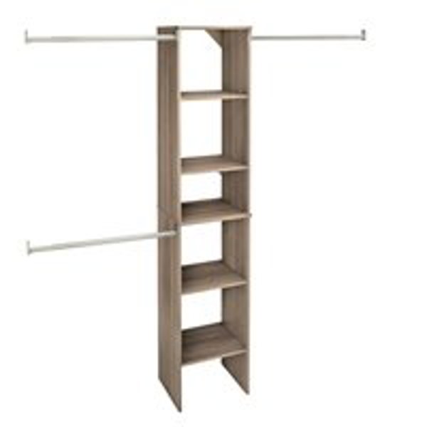 ClosetMaid 5888100 Starter Tower Kit Wide Closet System Natural Gray