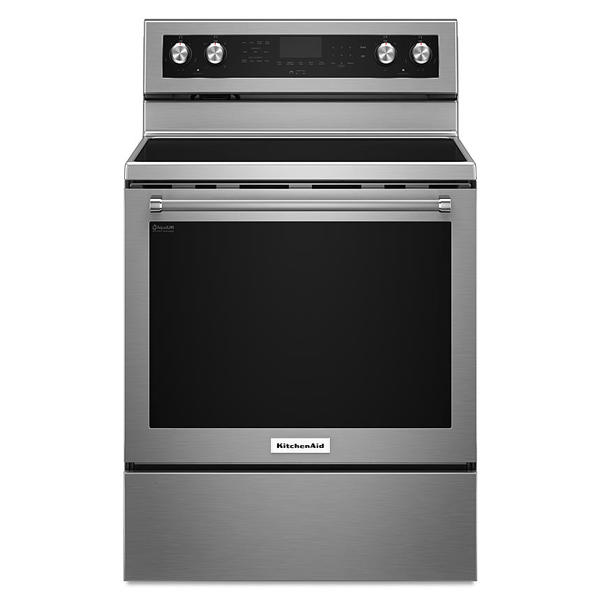 KitchenAid KFEG500ESS Electric Range 6.2 Cu Ft Capacity Glass Top Aqualift Self-Clean 1-12/9 1-9/6 2-6 Warm Zone
