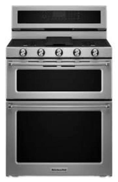 KitchenAid KFGD500ESS Free Standing Gas Range 6.7 Cu Ft Capacity Pyrolytic Self-Cleaning 1-16K, 1-10K, 2-5K Burners