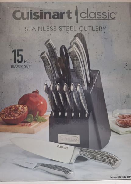 Cuisinart C77SS15P Cutlery Block Set 15 Piece Stainless Steel Kitchen Utensils with Block