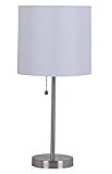 Evolution Lighting 17842 Accent Lamp 19 Inch Brushed Steel with White Fabric Shade