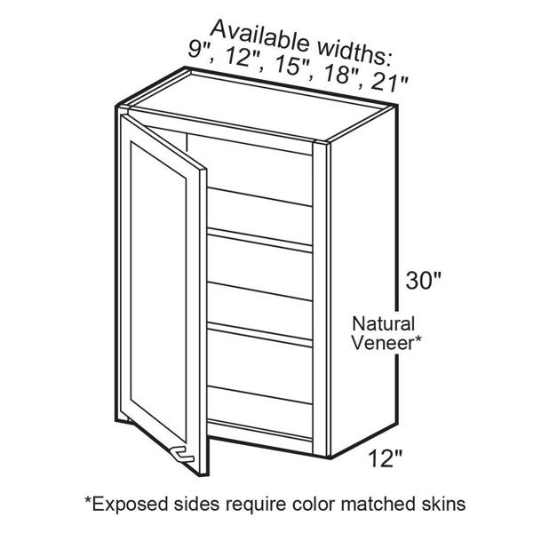 Timberland Cabinet Co. TIMBER SW3 W1530 Wall Single Door Cabinet Craftsman White 15 In x 30 In White