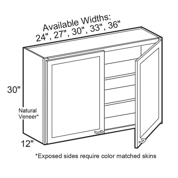 TIMBERLAND CABINET CO. TIMBER SW3 W2430BD Wall Two Door Cabinet White 24 In x 30 In