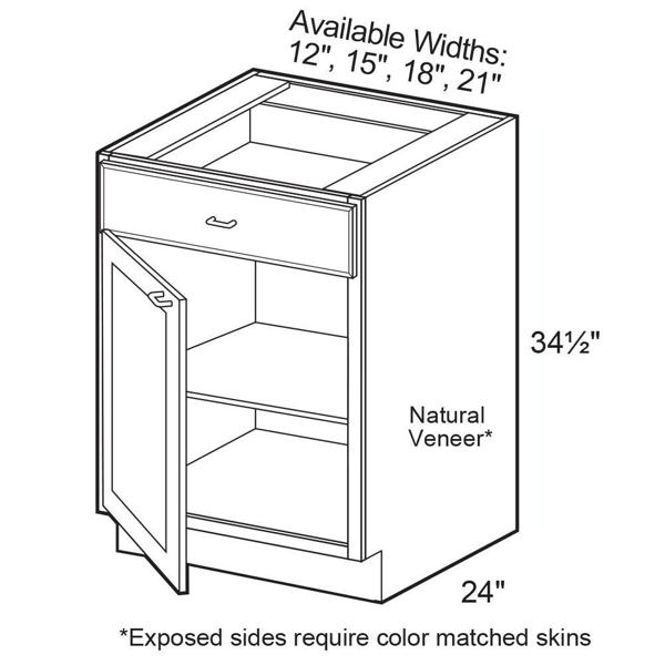 Timberland Cabinet Co 12 Base Cabinet Drawer Over Single Door White