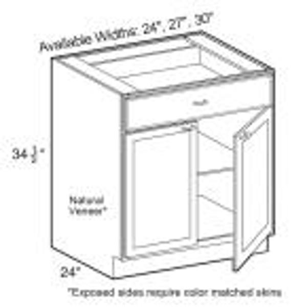 TIMBERLAND CABINET CO. TIMBER SW3 B27BD Base Cabinet Drawer Over Two Door Butt Craftsmans White