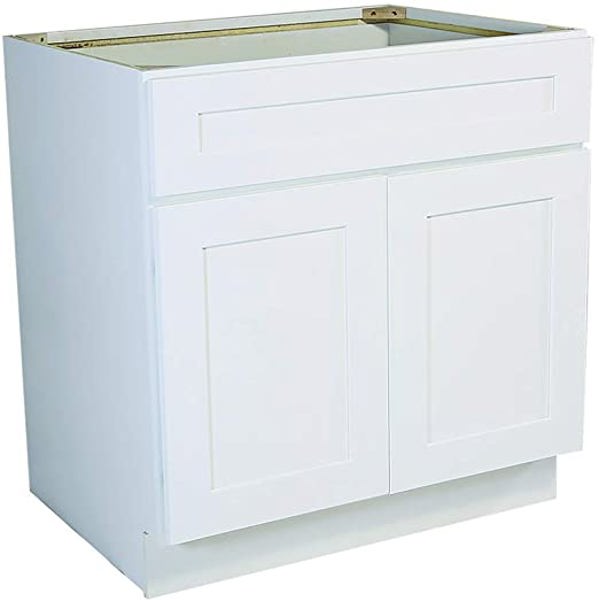Timberland Cabinet Co. TIMBER SW3 SB36BD Sink Base Cabinet White False Drawer Over Two Door Butt Craftsmanship