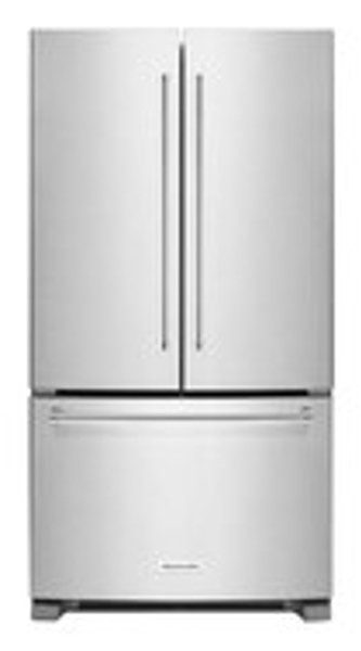 KitchenAid KRFF305ESS French Door Refrigerator 25 Cu Ft Stainless Steel 36 In Contour Door Hidden Hinge Electronic Control