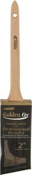 Linzer WC2453-2 Angled Sash Brush Very Fine China Gold Trim Steel Rattail Natural Wood