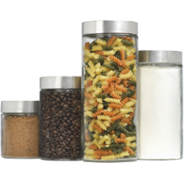 Anchor Hocking 09746CRG Canister Set 4Pc Glass with Giant Nylon Scoop