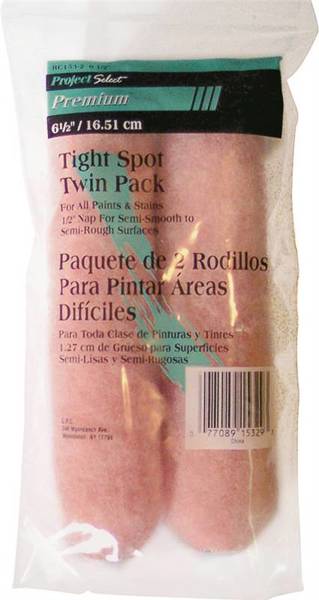 Linzer Products RC153-2 Roller Cover 2 Pack 3/8 In Nap 6-1/2 In Polyester Tight Spot