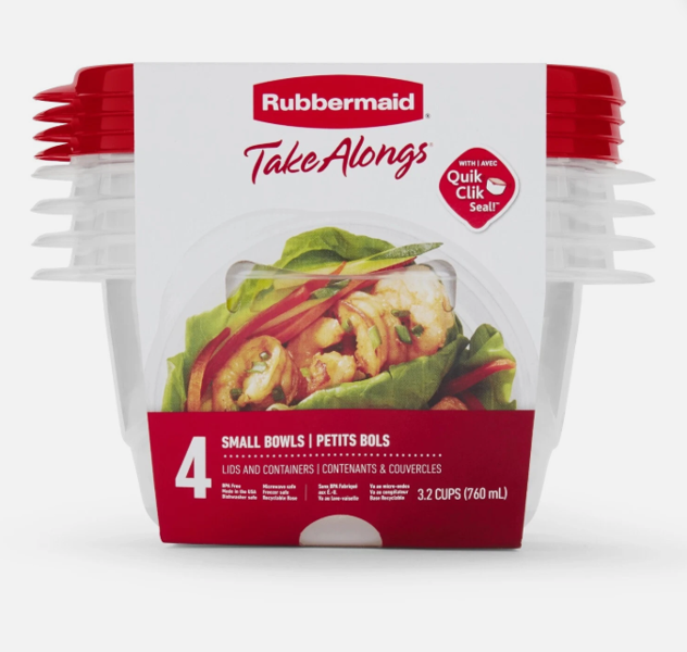 Rubbermaid RMAD-2086742 Square Deep Food Containers 4 Pack 3.2 Cups