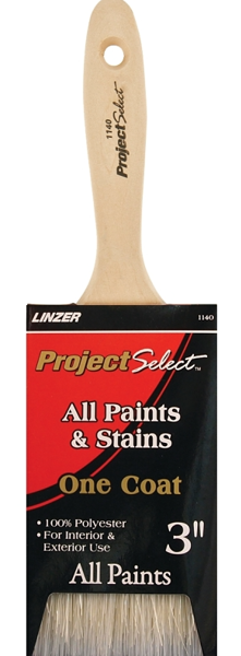 Linzer Products WC1140-3 Flat Sash Wall Brush Chiseled 3 In Polyester Natural Wood Handle Brass