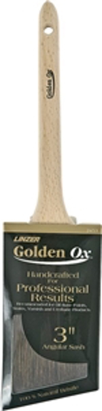 Linzer WC2453 Angular Sash Brush 3 Inch Gold Nylon Ox Hair