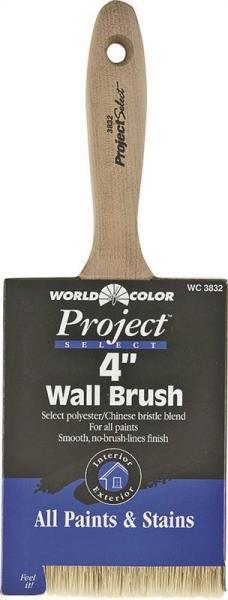 Linzer Products 3832-4 Wall Brush Chiseled Polyester 4 In Natural Wood Handle Golden Ferrule