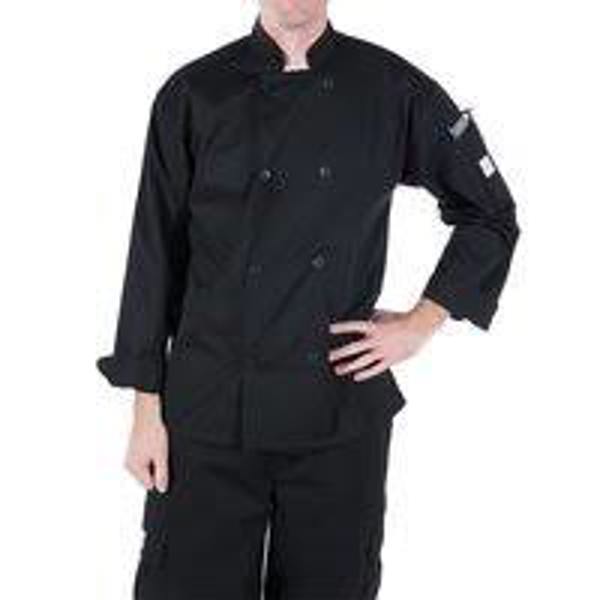 Mercer Culinary M60017BKXS Mesh Cook Jacket Black 8 Plastic Buttons