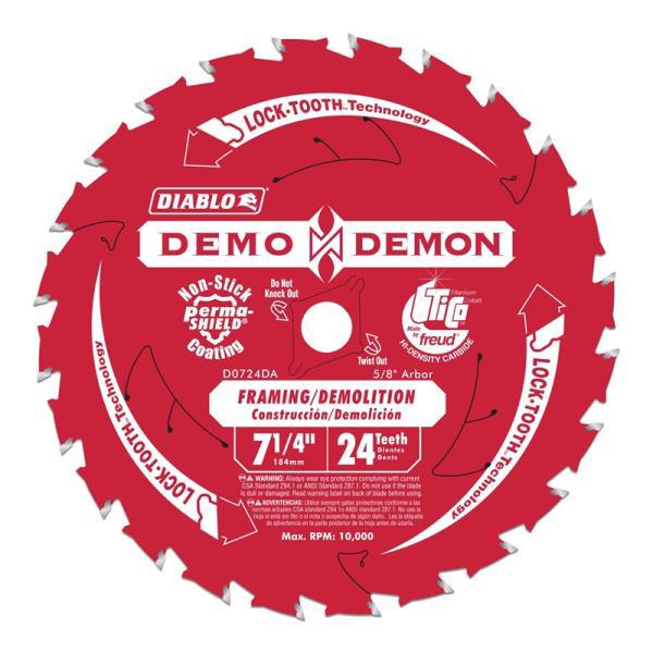 Diablo D0724DA Circular Saw Blade 7-1/4 In 24 Teeth Carbide Cutting Edge