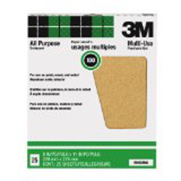 3M 336U Sandpaper 9x11 In 100G Aluminum Oxide Single Sheet