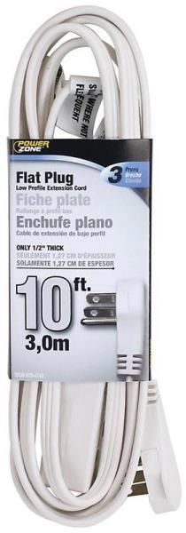 PowerZone OR930610 Indoor Extension Cord 10 Ft 3-Outlet White