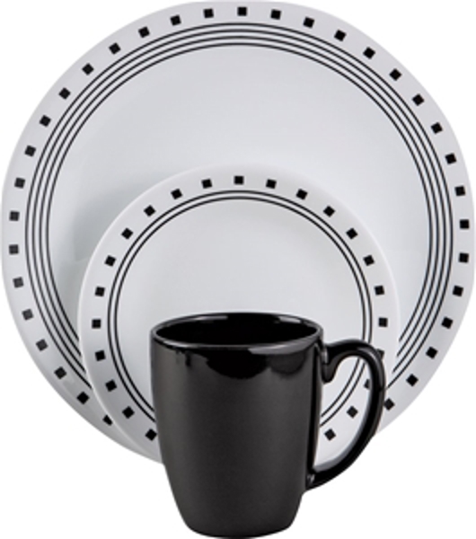 Anchor Hocking 1119398 Dinnerware Set 16 Piece City Block Clear Glass Dishwasher Safe