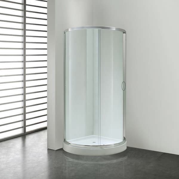OVE 15SGP-B14311-001AC Corner Shower Door 32.7X32.7X4.1 Curved Glass Round White