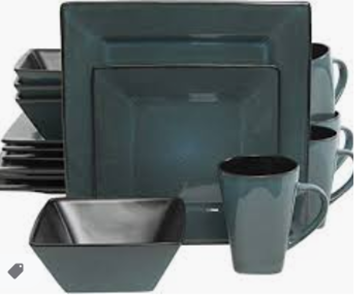 Gibson Overseas Inc 107276.16 Dinnerware Set 16 Pcs Blue/Black